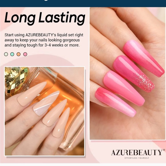 AZUREBEAUTY Dip Powder Liquid Set 15ml/0.5oz | 4+4Pcs Dipping Powder Base Top - Picture 7 of 8